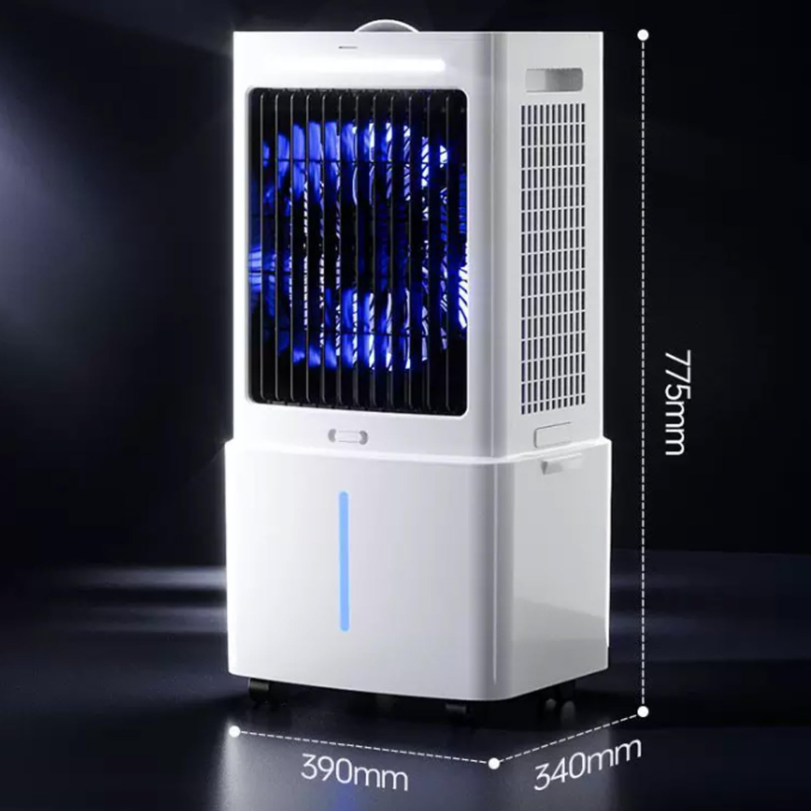 Enfriador de Aire Portátil Eficiente para el Hogar, Climatizador Evaporativo 25L, Área Aplicable 25m², Flujo de Viento a 10m, Blanco