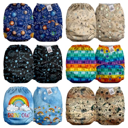 Image of Mama Koala 2.0 Cloth Diapers for Babies, 6 Pack Pocket Shell Only (NO Inserts) - One Size Washable and Reusable Pocket Diapers for Newborns and Toddlers - 26005