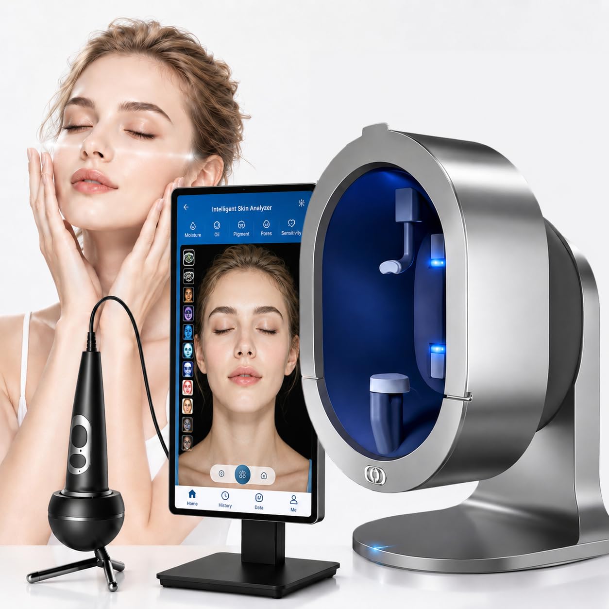 15.6″/21.5″ Professional Skin Analysis Machine,2-In-1 Scalp Scanner & Skin Care Scanner,Ai Skin Analyzer with 36mp Multi-spectral Imaging,Sleep & Weight Reports,For Acne, Wrinkles, Scalp Issues 21.5in