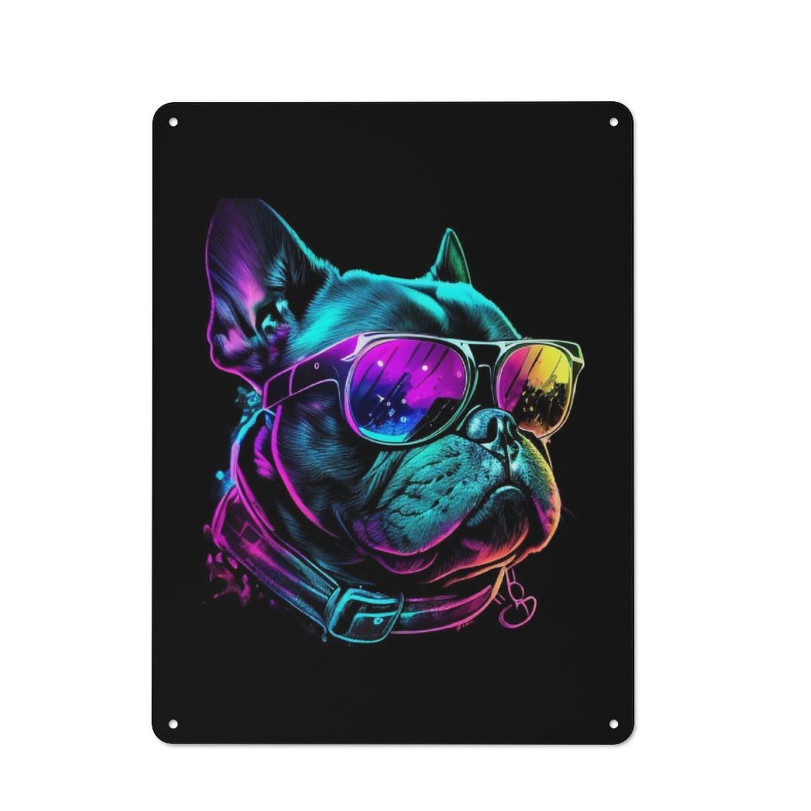 Junmoney French Bulldog Rustic Tin Wall Plaque 40X30cm For Home Office Or Studio, For Garage, Workshop And Man Cave Decoration
