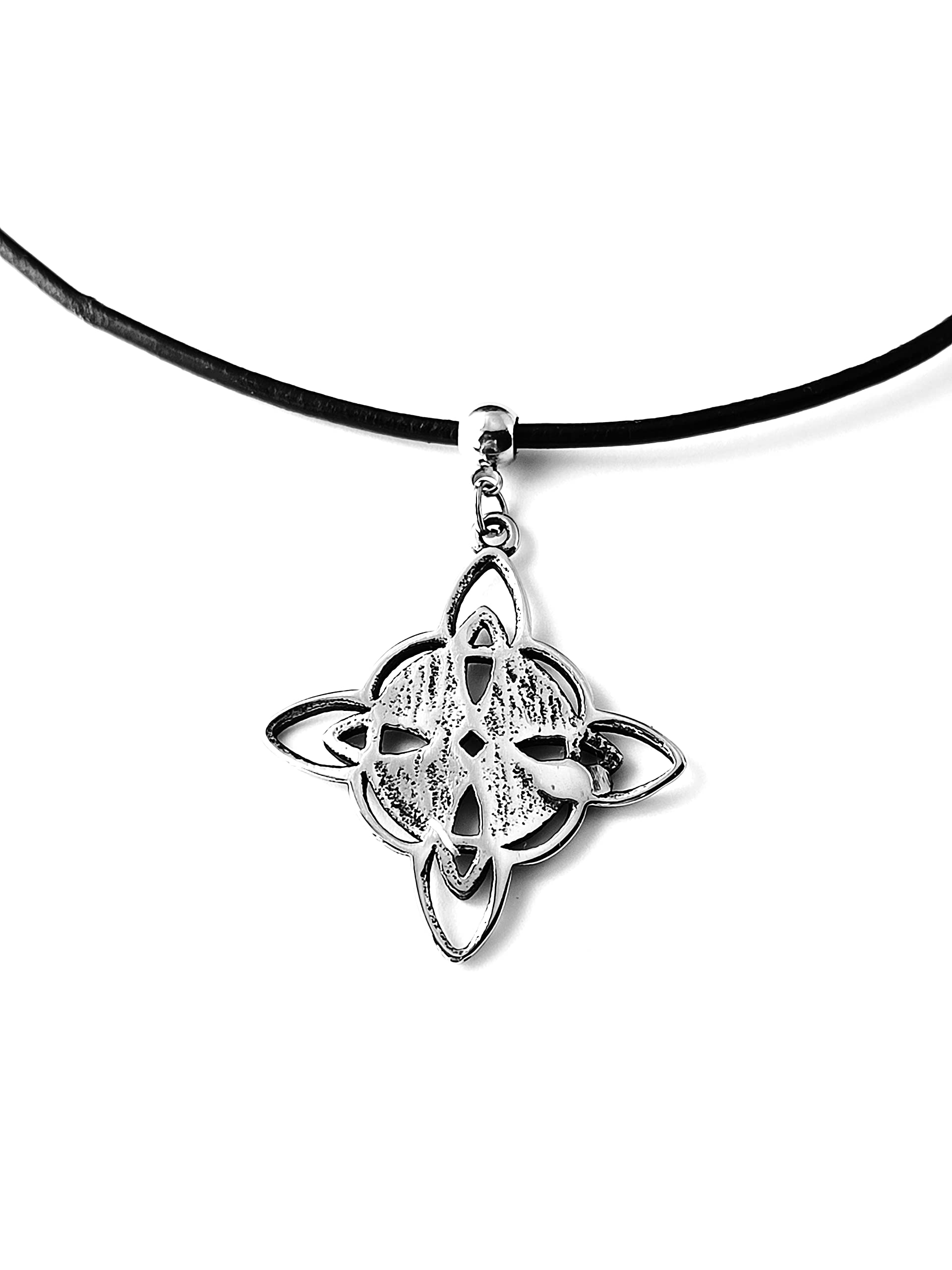 SIMBOLIKS Collar Nudo de Bruja, Sal negra, poderoso amuleto para repeler hechizos Amuleto de Protección brujería, Nudo Celta Triqueta Trinidad Joyería para Mujeres Amuleto de la Suerte y Protección