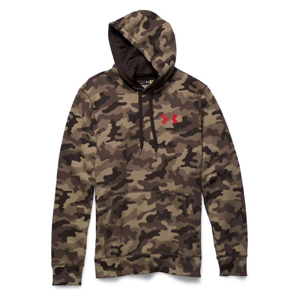 Under Armour Mens UA Rival Cotton Novelty Hoodie Cave Camo Cave Red XL