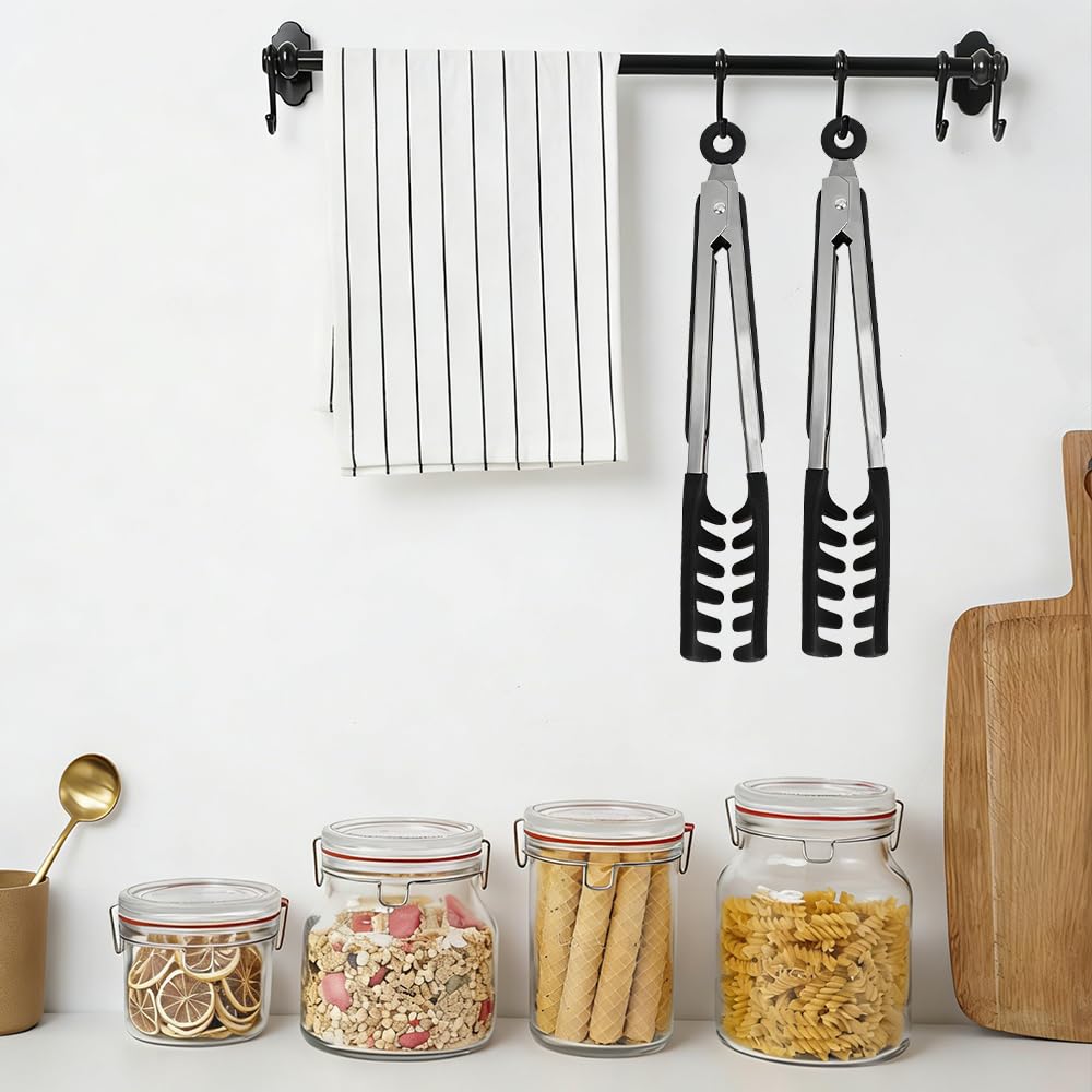 Juego de Pinzas para Pasta Acero Inoxidable con Puntas de Silicona y Bloqueo