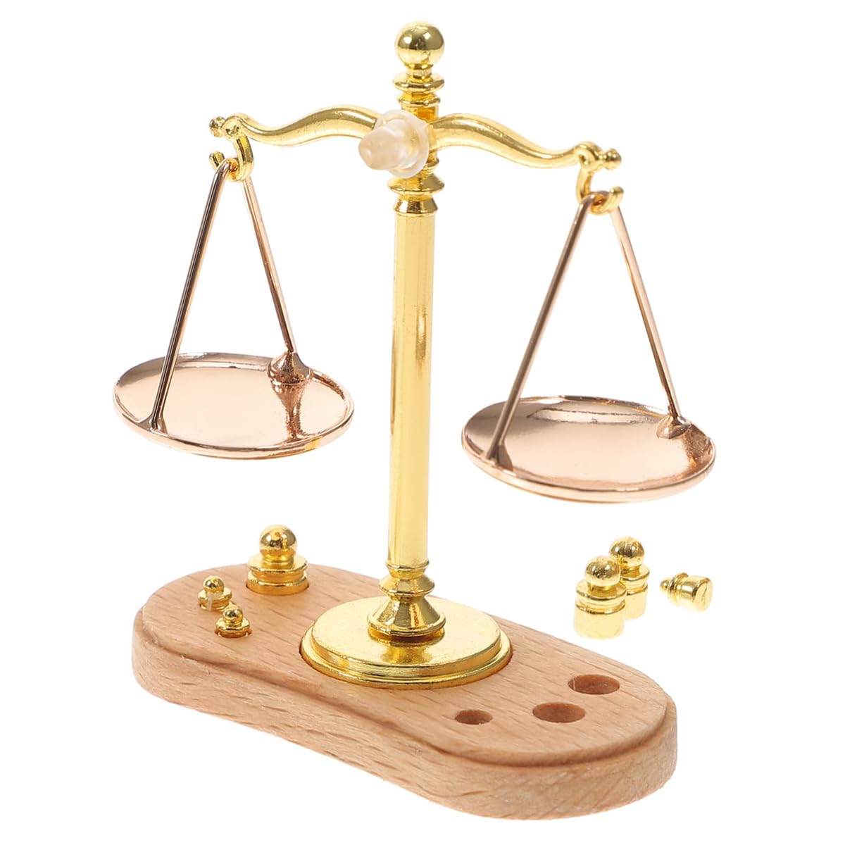 Namvo Mini Balance Scale Dollhouse Furniture 1:12 Scale Mini Libra Scale With 6 Balance Weights Metal Scale Justice Scale Model - Image 2