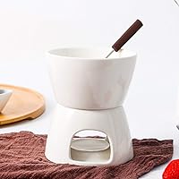 Vista 5 de ABHOME Little Fondue Set, olla de cerámica para fondue para derretir chocolates/quesos, color blanco