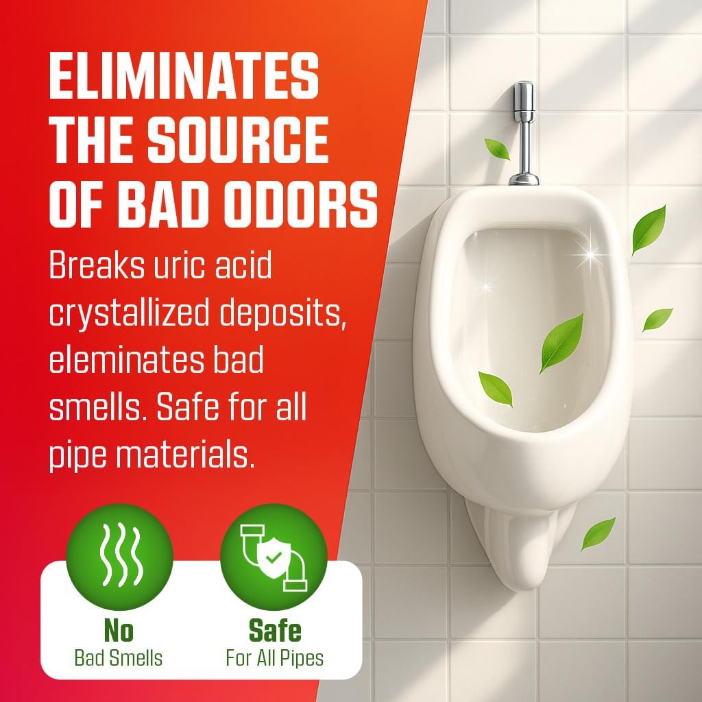 LVAP Heavy Duty Urinal Descaler – Urinal Salt Remover – Commercial Grade Urinal Cleaner & Drain Odor Eliminator. Removes Calcium, Rust and Scale Build Up. Safe for Plumbing – 32 fl oz