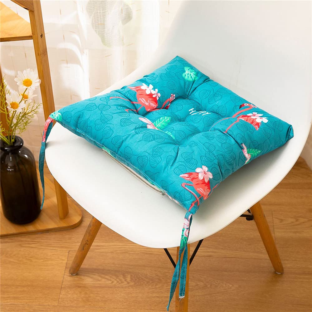 Treer-Shop Flowers Flamingo Treer Chair Cushions With Ties Seat Pads For Comfortable Indoor Outdoor Garden Office Living Room Patio Garden Office Shop (,45X45cm)