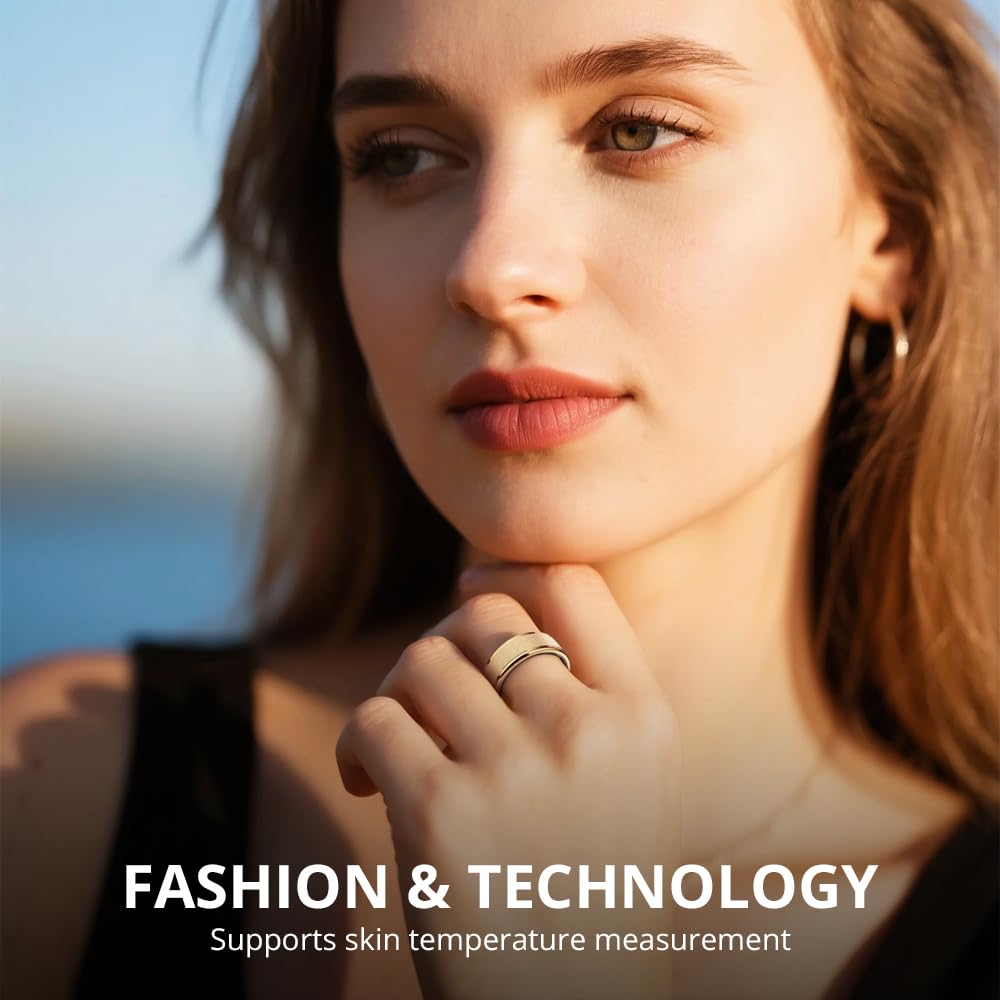 R10 Smart Ring, Smart Health Ring for Women, Features Heart Rate, Blood Oxygen, Sleep Monitoring, Pedometer, and Fitness Tracker. (Rose Gold, 9#)