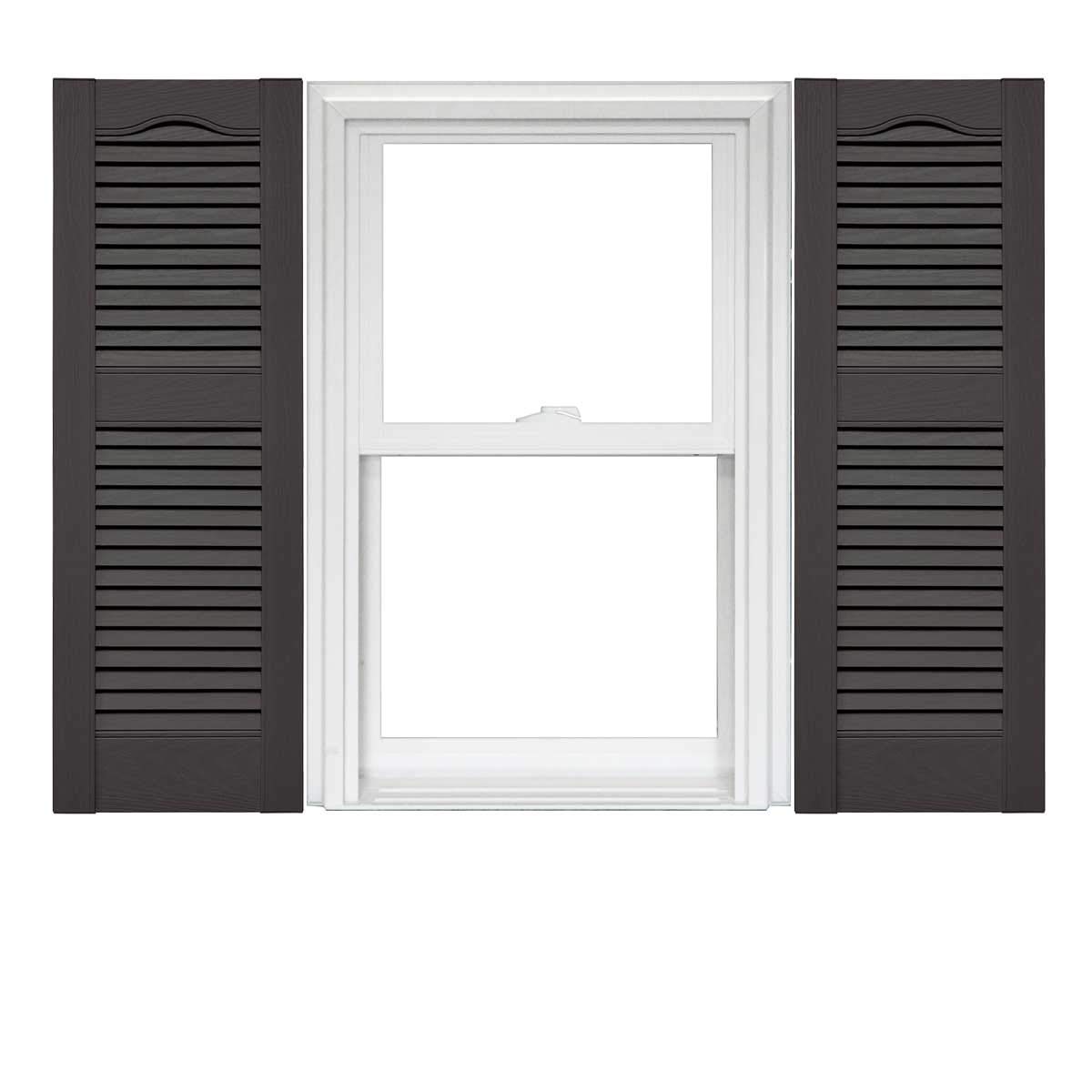 Mid America Open Louver 14.5 Inch Vinyl Shutters (1 Pair) - 14.5 x 25 018 Tuxedo Grey - with Mounting Hardware - Injection Molded Fade-Resistant Wood Grain Finish