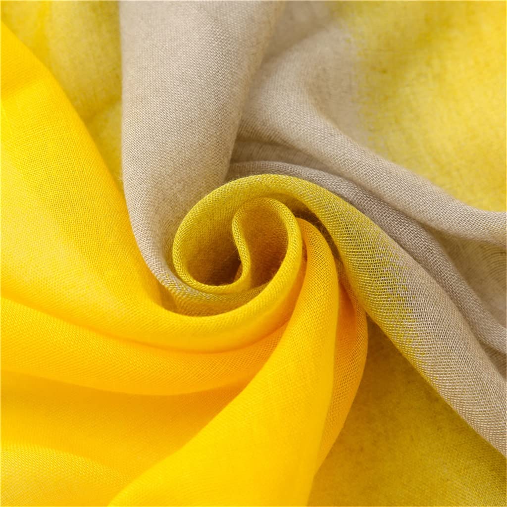 Bufanda con Flecos de Color Amarillo y Gris Degradado Bufanda Suave con Estampado Bufanda de otoño Bandana (Talla única)