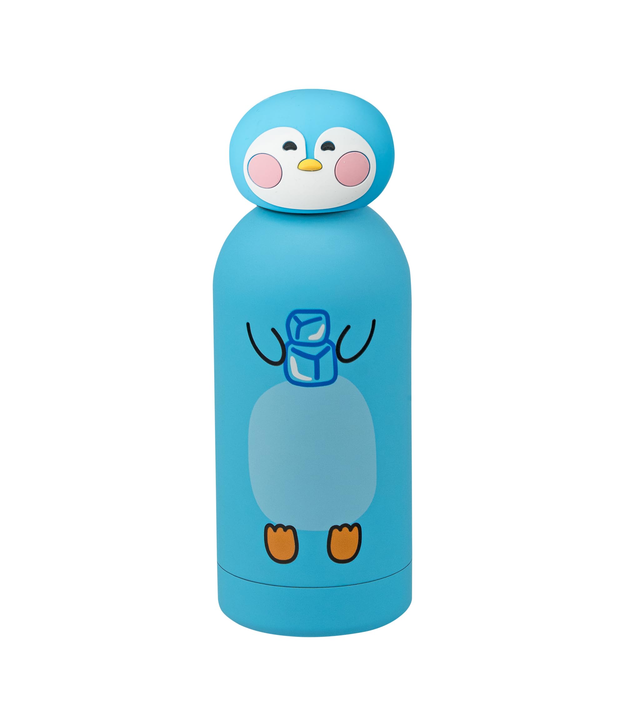 Cartomania Trinkflasche, Thermosflasche, Wasserflasche, Thermosflasche aus Edelstahl, BPA-frei, 350 ml, Silikondeckel, Kinder, Jungen, Mädchen, Geschenkidee, türkis mit Pinguin