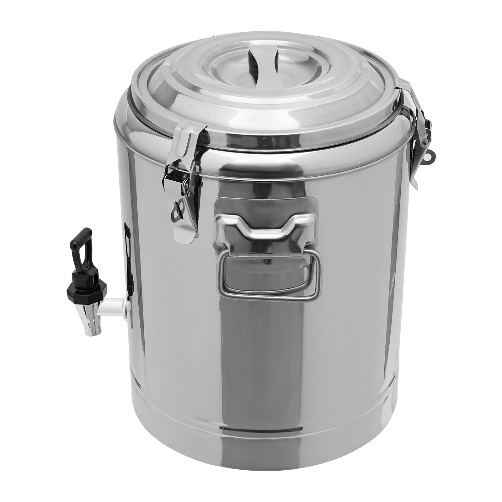 Große Isolierter Warmer Suppentopf Mit Zapfhahn, 201 Edelstahl 14L Frühstücks Suppentopf für den gewerblichen Thermobehälter mit Gummiring und Spannverschluss