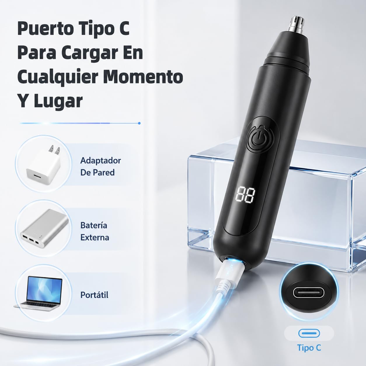 Recortadora de vello nasal para hombre Mr. Bold Pro- Nose Hair Trimmer for Men Con Cabezal Redondeado Para Recorte Suave Y Preciso