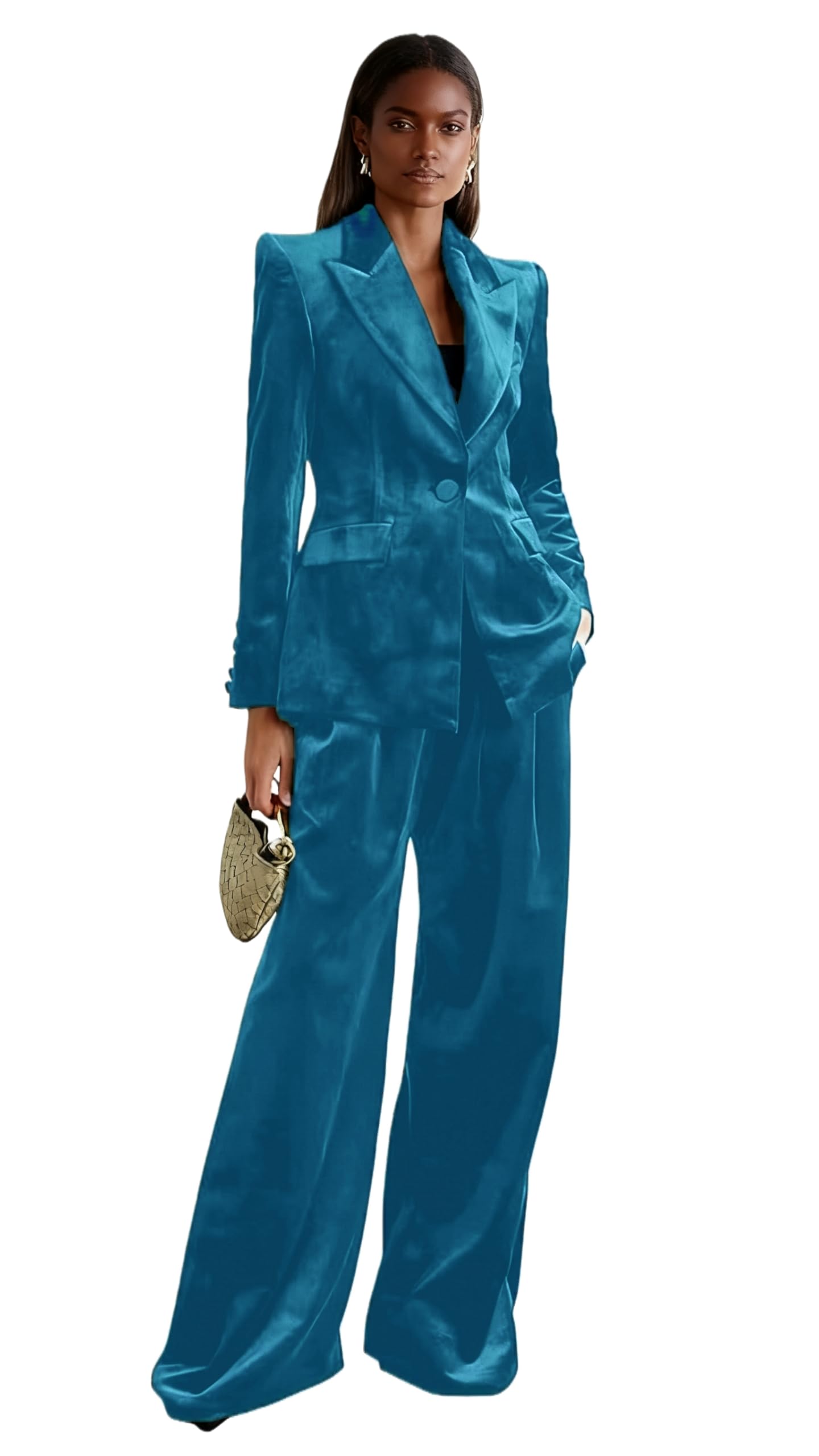 Autumn Velvet Womens Suits 2 Piece Pant Suits Winter Tuxedos Pantsuits Set Women Business Work Office