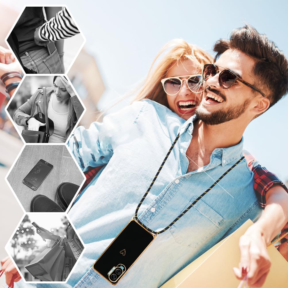 Custodia Con Collana Per Honor X8A - Cover Con Laccio Regolabile, Design Cuore, Protezione Antiurto - Foto 3