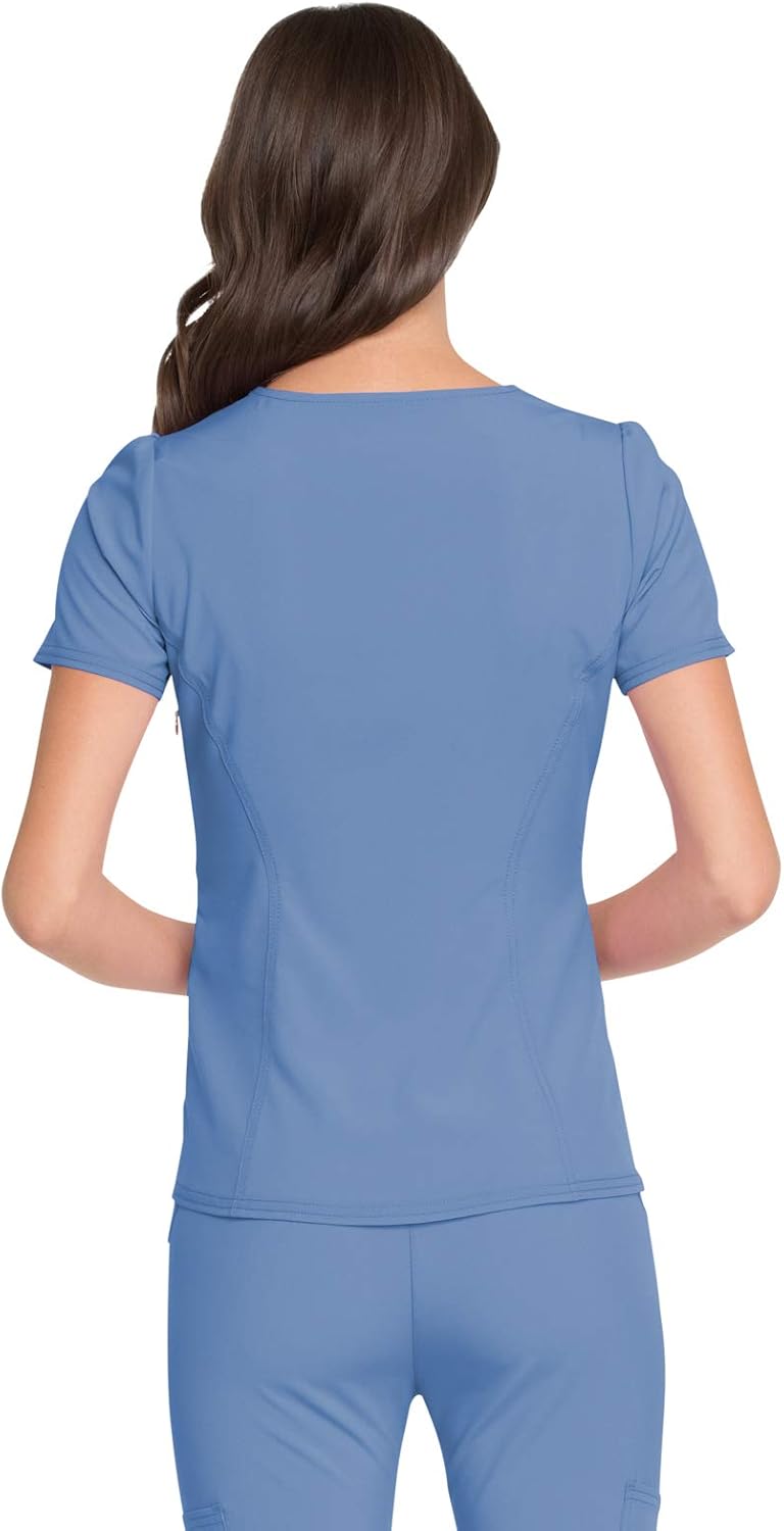 HeartSoul Womens Scrubs, V-Neck Peplum Top, Love Always Performance Fabric HS670 X-Small Ciel
