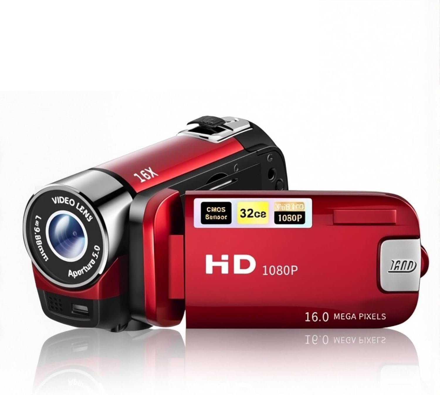 Diyeeni 1080P Digital Camera for Photography, 16MP Vlogging Camera 16X Digital Zoom Digital Camera with 2.4in 360° Flip Screen, Compact Travel Camera for Teens Adult Beginner Kids (Red)