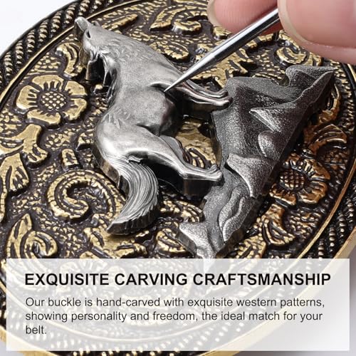 Image of Western Cowboy Belt Buckle for Men Vintage Cowboy Cowgirl Rodeo Texas Buckle Longhorn Bull Belt Buckles