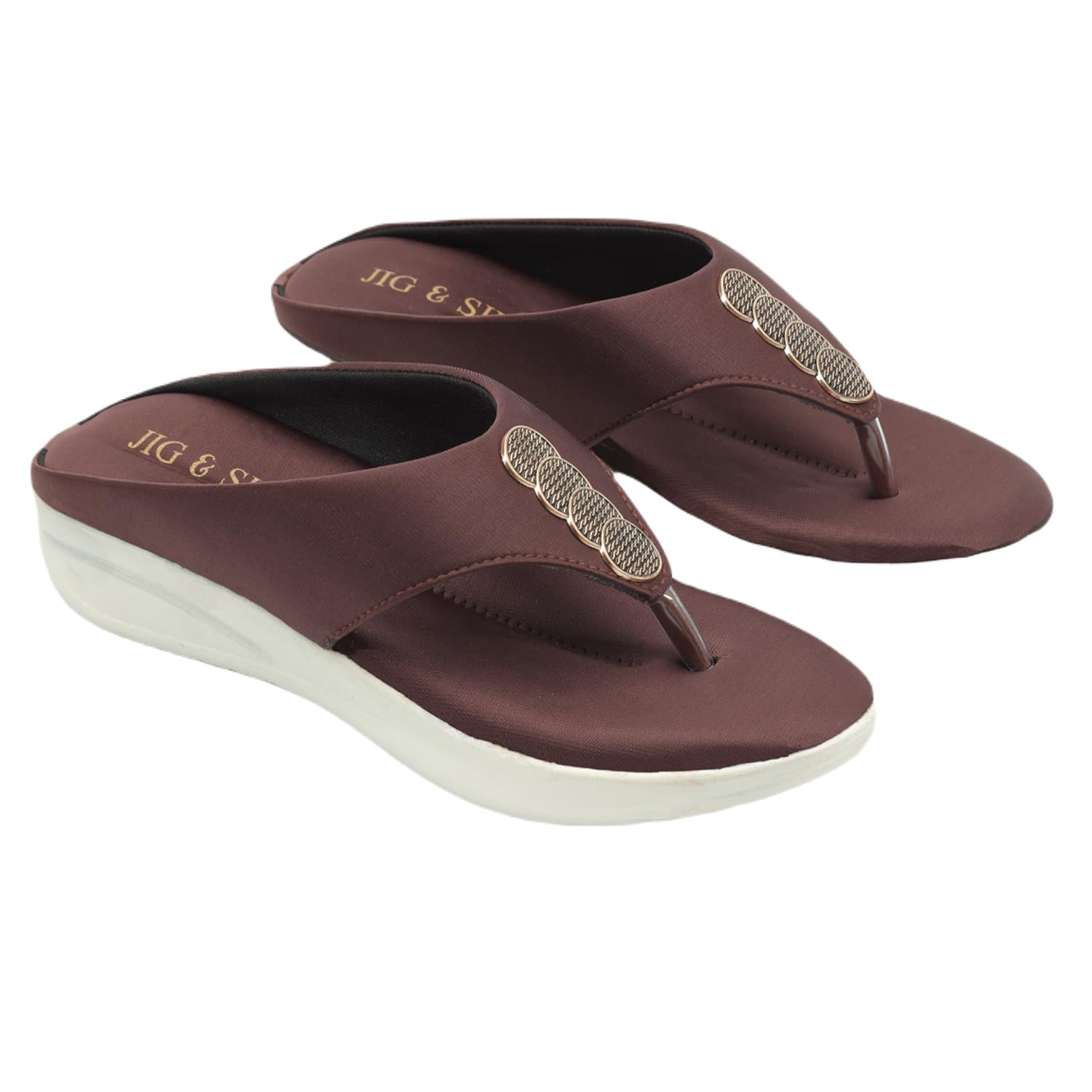 JIG & SID Women & Girls Flip-Flops Slippers Light weight, Soft Footbed, Comfortable & Stylish Wedges Slip On Slipper For Casual Wear & Formal Wear (J_S_110630_Coffee_7) (B0D6RW1B79) Amazon Price History, Amazon Price Tracker