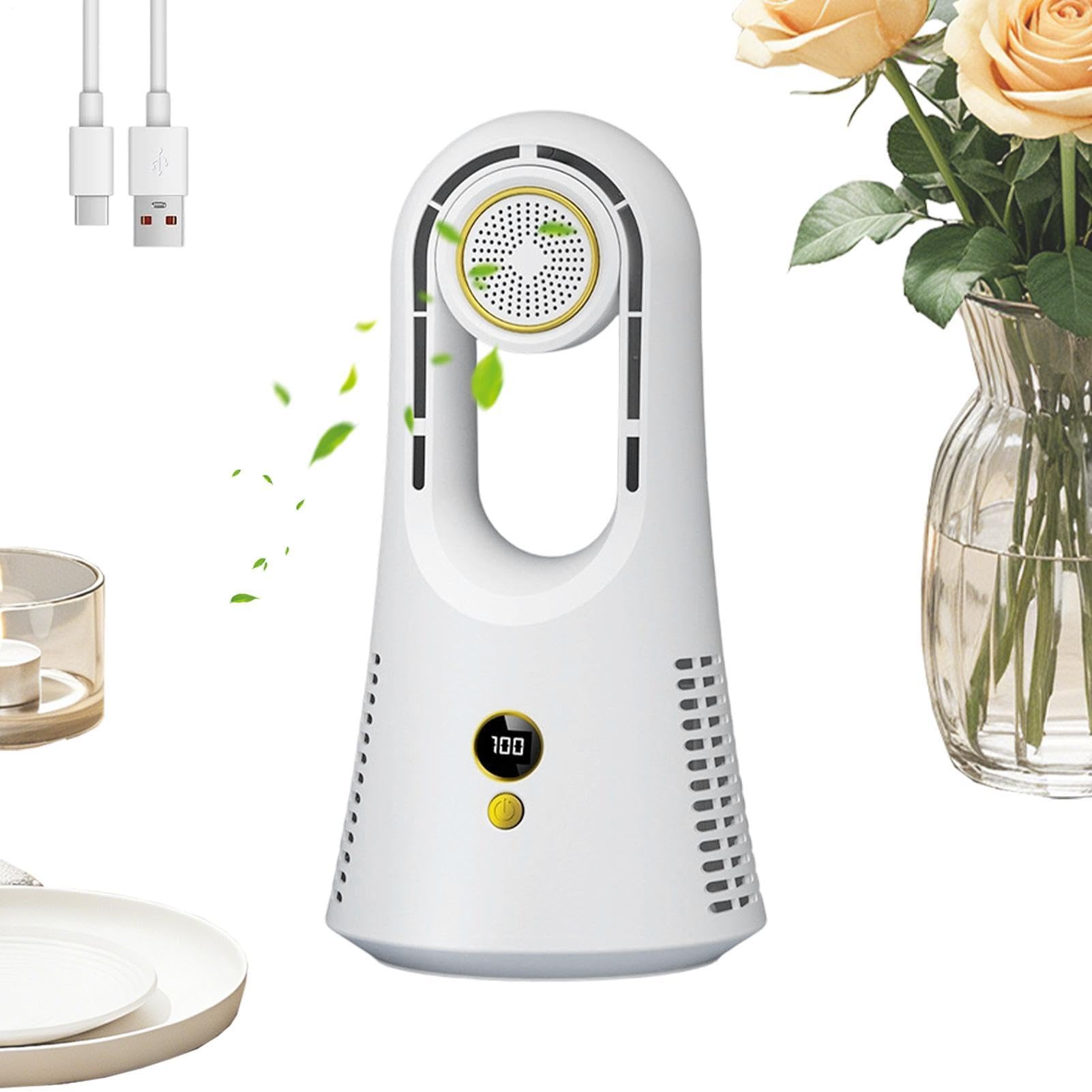 Ventilatore Senza Pale da Tavolo Con box per aromaterapia 6 velocità | con Luce e Timer Ventilatore da Tavolo per Camera di , Ufficio, Comodino, Viaggio