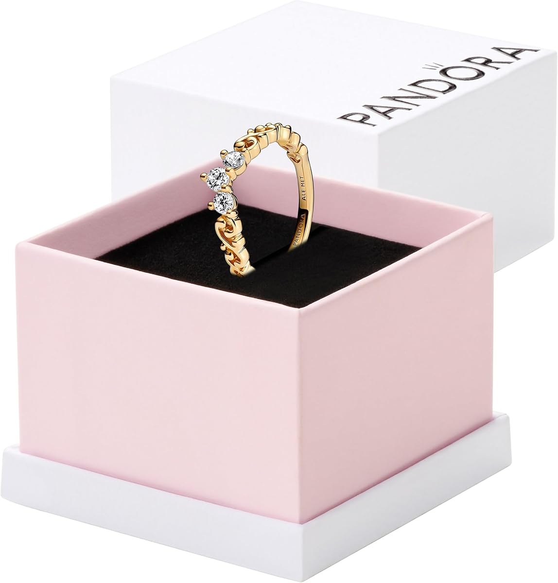 Regal Swirl Tiara Ring - Anillo de 14k para Mujeres - Regalo para Ella - Joyería para Mujeres Brilla con Circonia Cúbica Transparente - Con Caja de Regalo