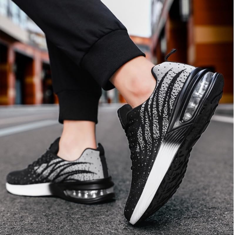 Mens Fashion Stripe Casual Running Shoes - Breathable Mesh Upper, Lightweight PU Sole, Air Cushioned, Lace-Up Closure4