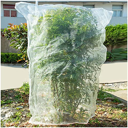 Insect Bird Barrier Mesh, Garden Netting Barrier, Bird Netting, Netting for Plant with Drawstring, 3.5 x 4.6 FT Tomato Protective Cover, Large Potted Fruit Protectors Cover for Blueberry Bushes