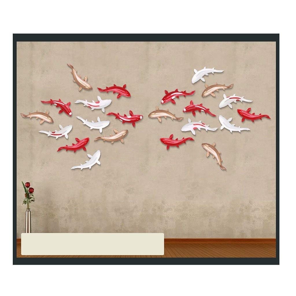Skulptur Wohnzimmer Hintergrund Wand Kreativ Einfach Wohnaccessoires Shop Korridor Wanddekoration Fisch Anhänger Stereo Wanddekoration Statuen (Farbe: Weiß-a, Größe: C) Neuheit Geschenk