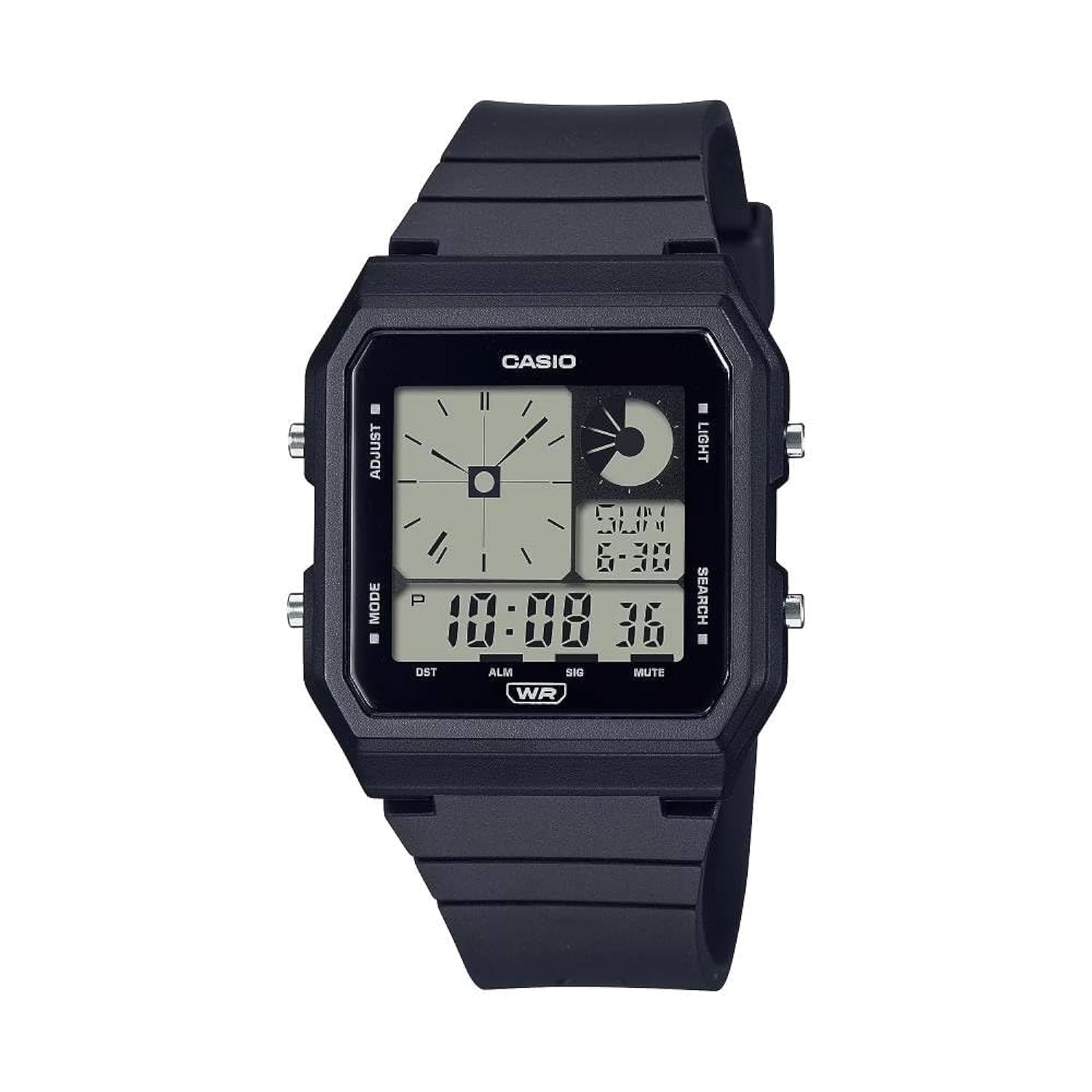 Unisex Resin Digital Black Dial Watch-Lf-20W-1Adf, Band Color-Black, Strap