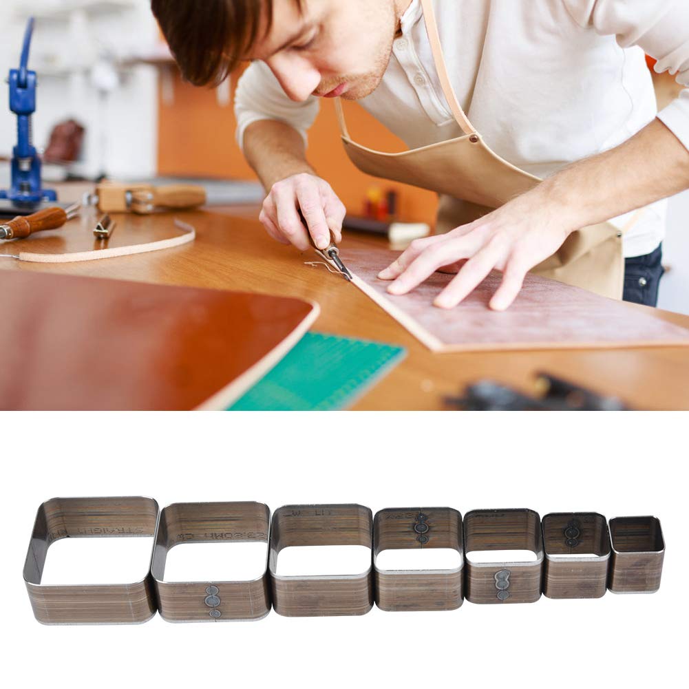 7pcs Square Leather Cutter, 20-50mm Portable Die Punch Cutter Leather Hole Punch Knife Mold for Handmade DIY Crafts
