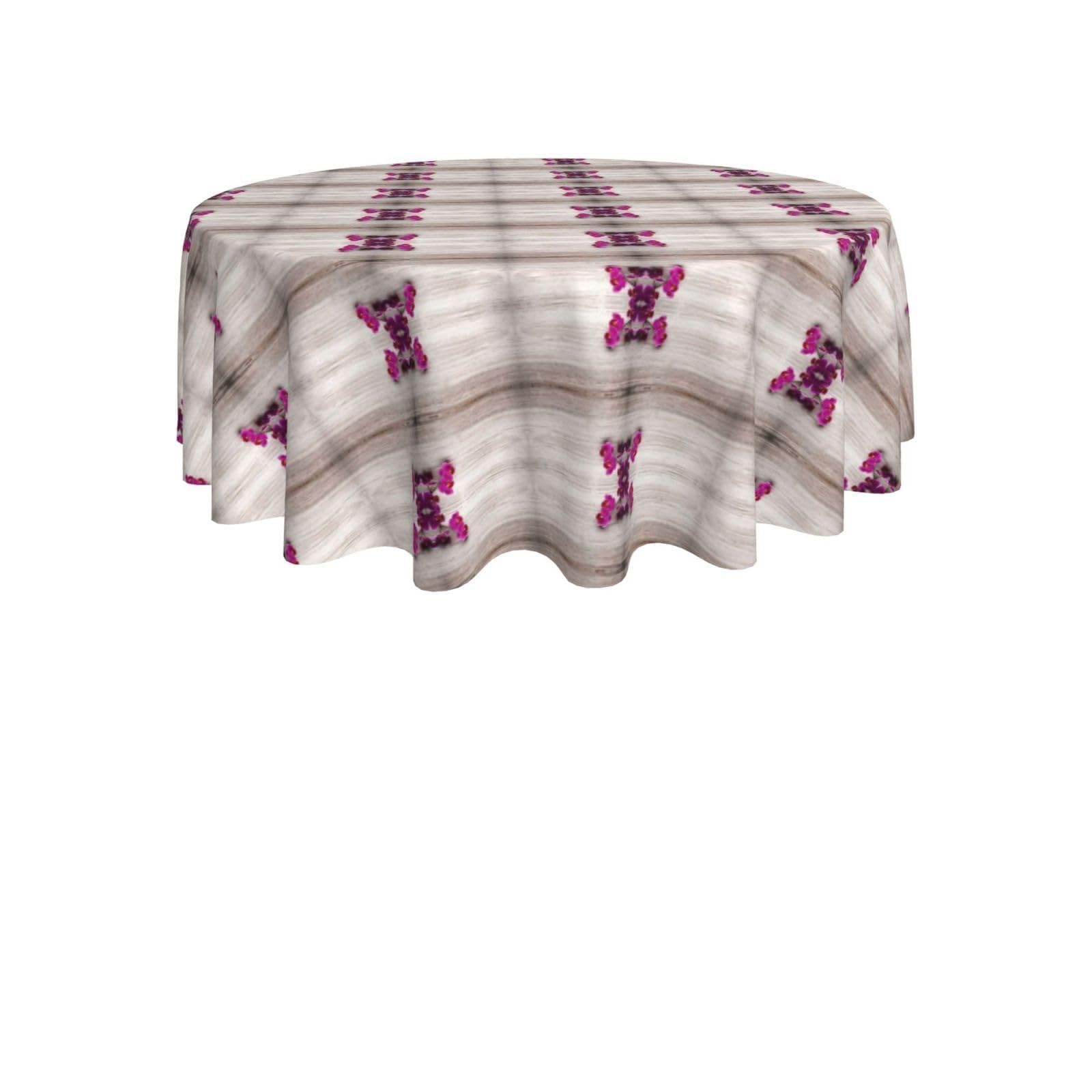 ENGhjes Orchid Print Round Tablecloth 60in Washable Stainproof Polyester Cloth for Kitchen Idea