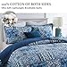 WONGS BEDDING Blue Bohemain Bedspread Quilt Queen, 100% Cotton Reversible Rustic Patchwork Bedding Quilt Coverlet, 3 Pieces Boho Cotton Quilt Set for All Season Oversize Queen for Summer 90