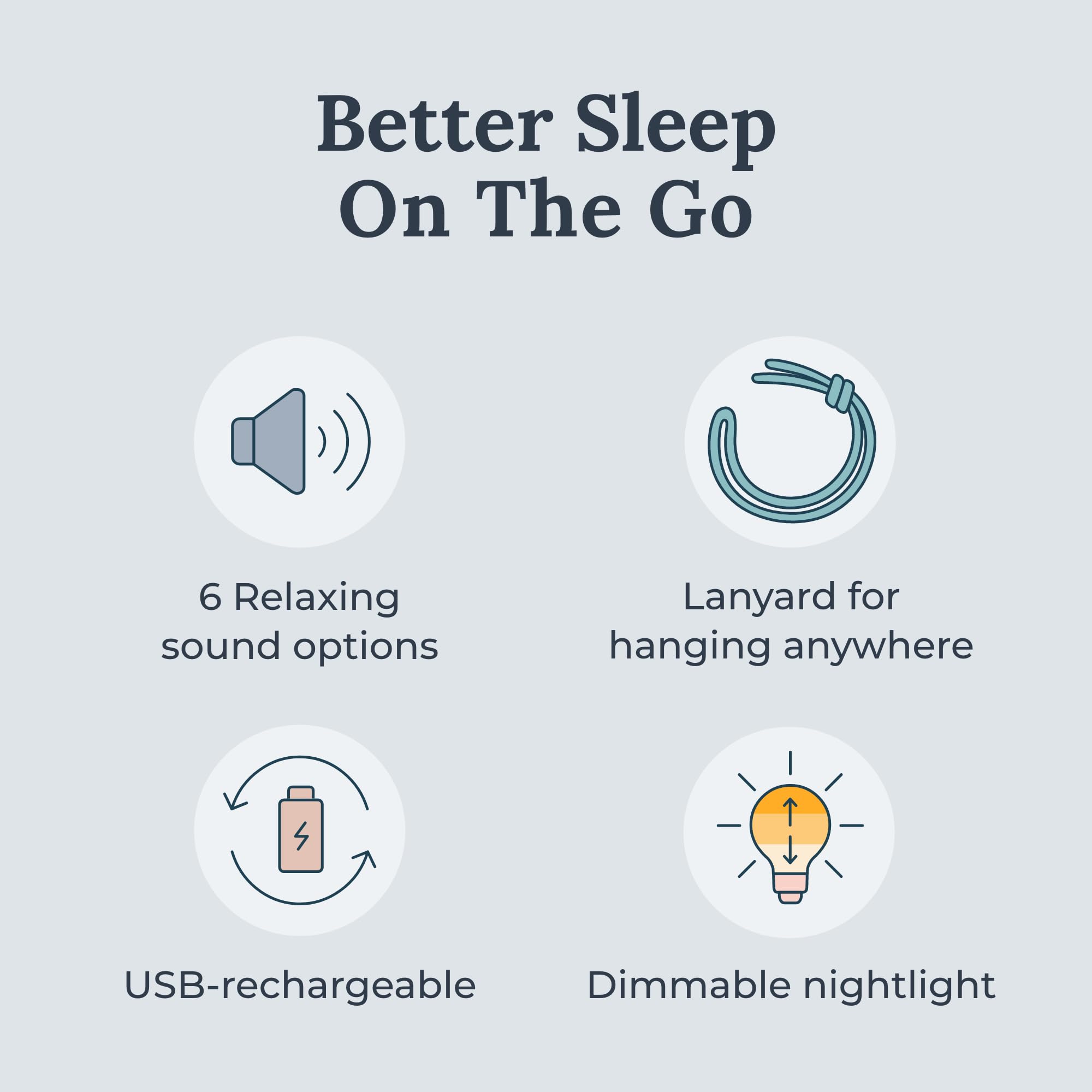 Marpac Yogasleep - Mini máquina de sonido portátil de ruido blanco, 6 sonidos relajantes, luz nocturna suave regulable, terapia de sueño compacta para adultos y bebés, recargable por USB