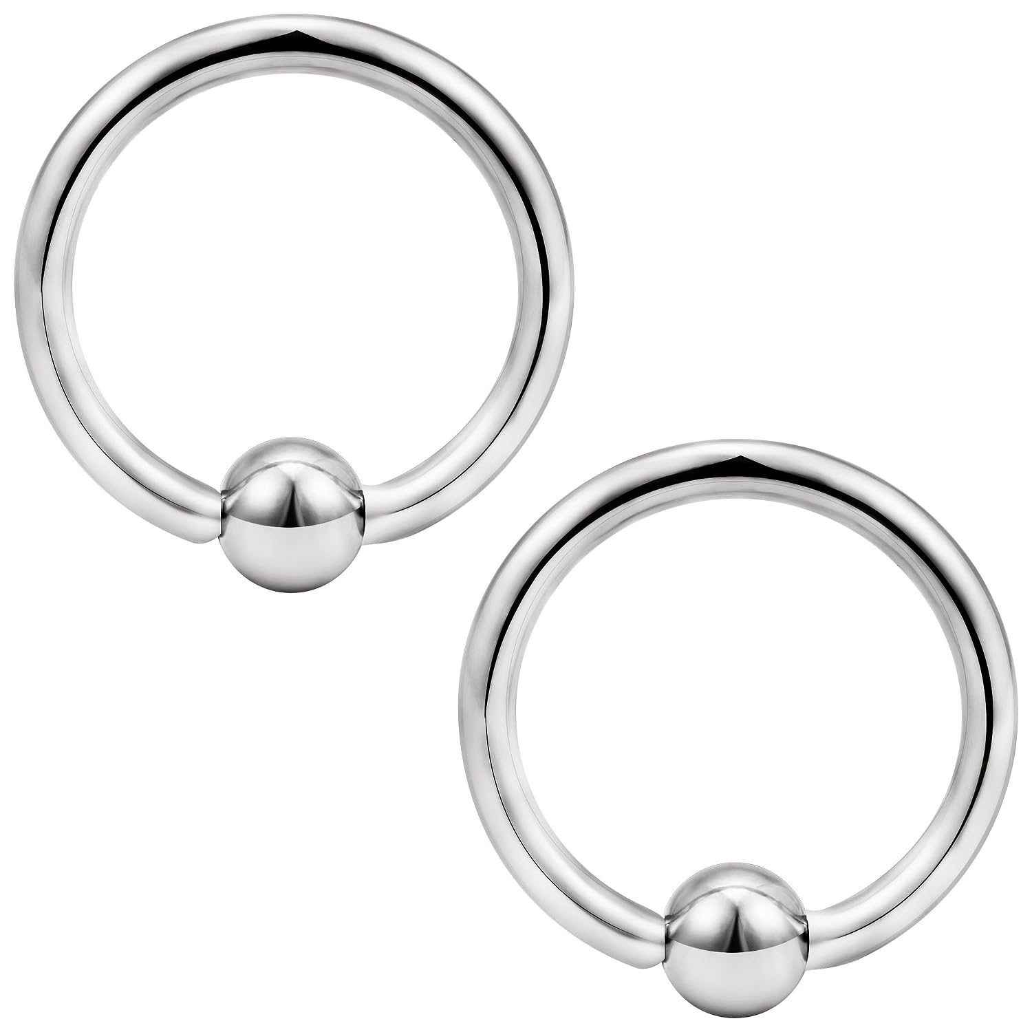 Ftovosyo G23 Titanium PA Ring Captive Bead Rings Spring Action BCR Ball Rings 00G 0G 2G 4G 6G 8G 12G Pierced Body Jewelry for Women 2PCS 12-19mm