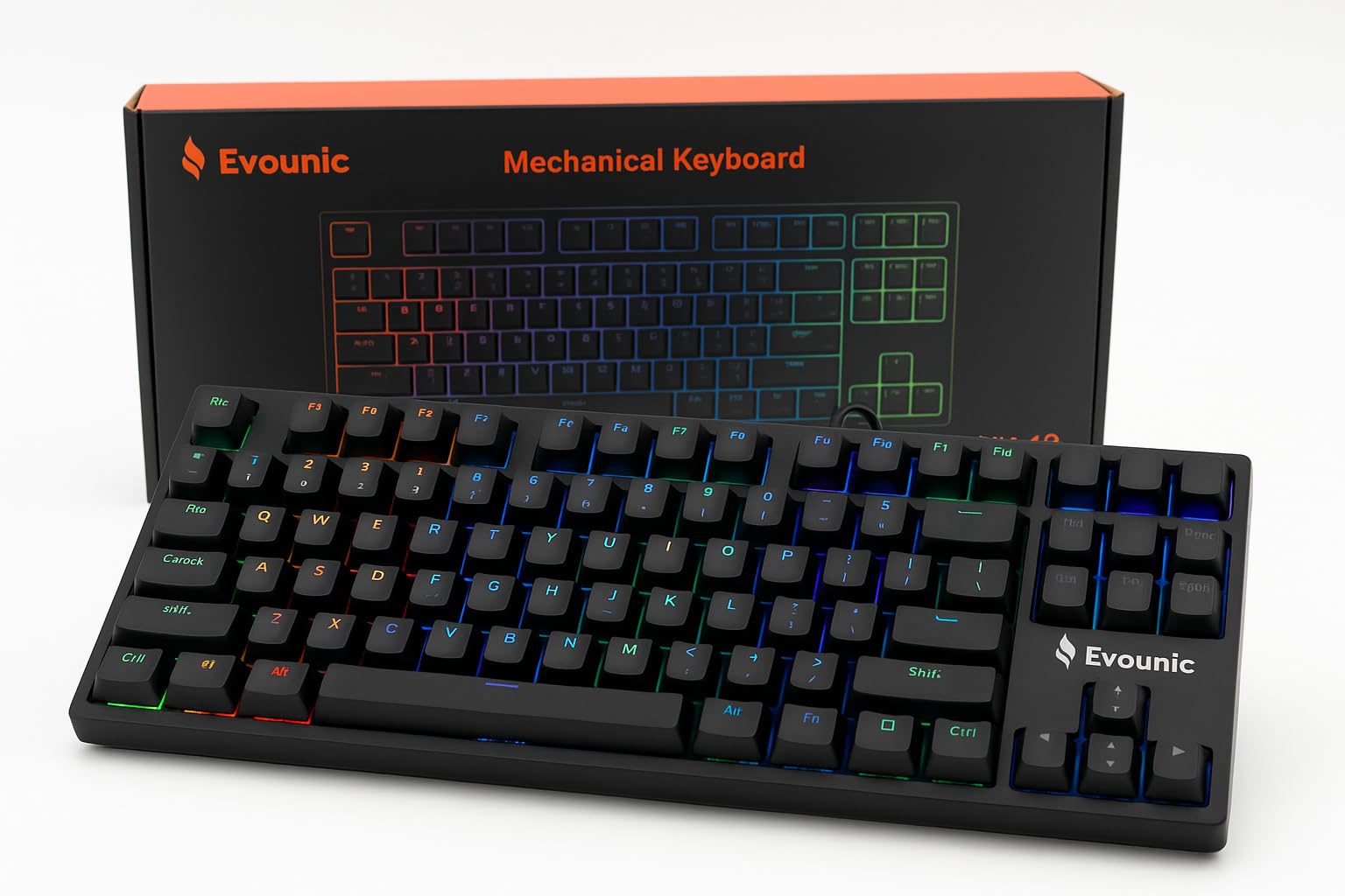Tastiera meccanica da gioco RGB, 87 tasti, design TKL, retroilluminata con diverse modalità di illuminazione, cavo USB, tempo di risposta rapido per PC, laptop, console di gioco