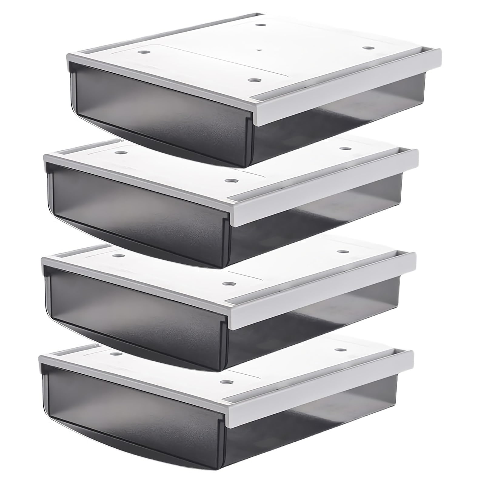 TUKA-i-AKUT 4X 3,5L Cassetti Sotto Scrivania, 24x21x8cm Autoadesivo Nascosta Cassetto Sottostruttura per Scrivania/Mobile/Libreria/Mobile da Cucina ecc. 4 Unità Glassato Nero TKD8606