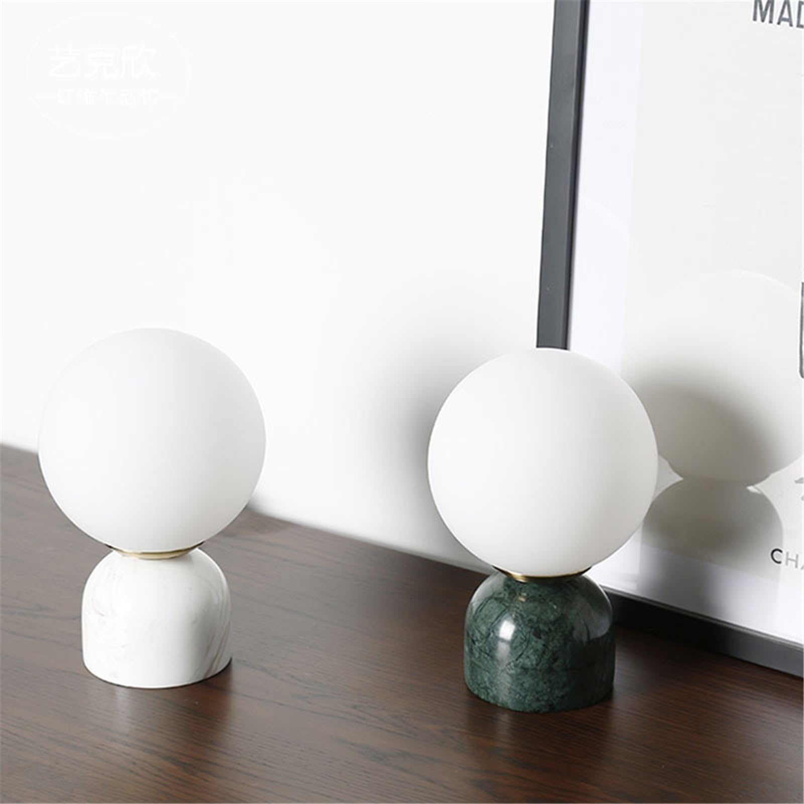 Affascinante Lampada da tavolo in marmo, decorazione for camera da letto, comodino e studio Arredamento per la casa(Nero)