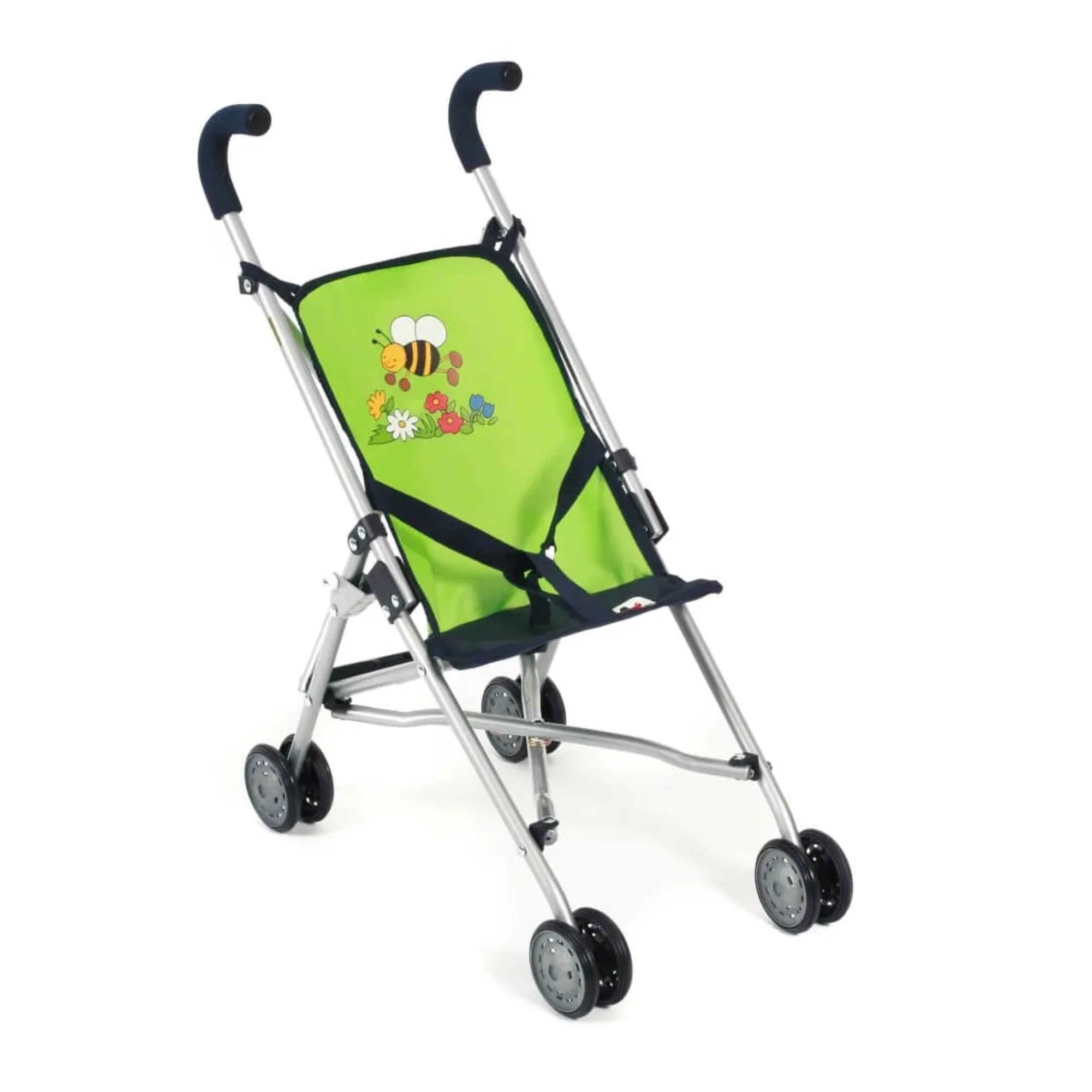 Puppenbuggy Roma, Puppenwagen, Mini-Buggy, Bumblebee, Navy-grün | Leichter Puppen-Buggy im Bumblebee-Design. Mit Gurt & Soft-Griffen. Feste Griffhöhe 57 cm. Platzsparend klappbar, nur 1,4 kg.