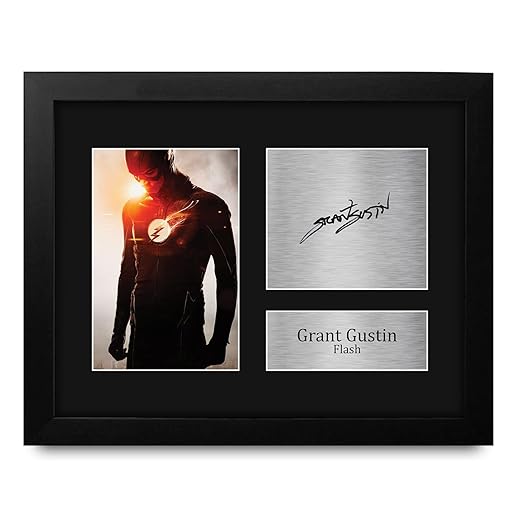 HWC Trading Grant Gustin Flash Gifts USL Framed Printed Signed Autograph Picture for TV Show Fans - US Letter Size