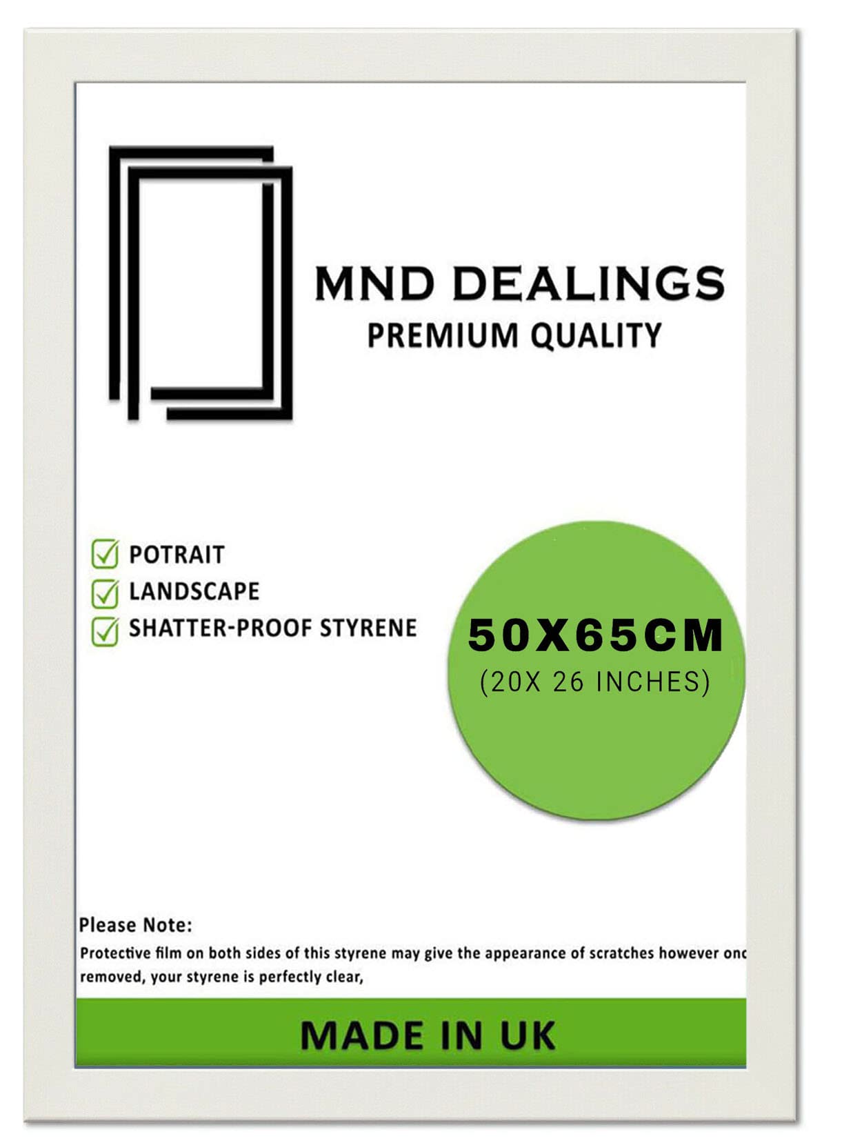 MND Dealings New Lifestyle White 50x65cm Poster Frame - MDF Wood and Polished Perspex-Handcrafted for Gallery Family PhotoPortrait Anniversary/Birthday/Wedding/Gifting (White)