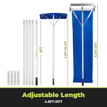 Snow Joe 21' Aluminum Snow Roof Rake - 618360, Snow Blowers & Cabs At