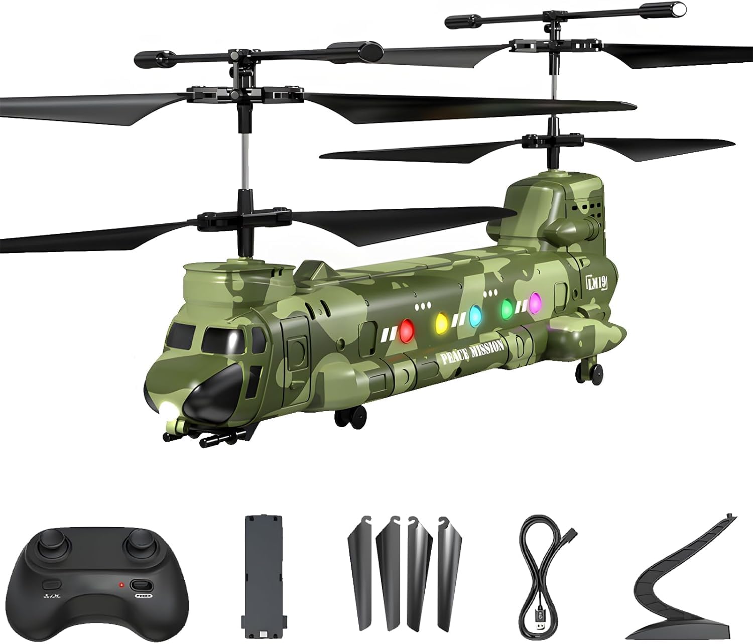 OBEST RC Helicopter,Remote Control Helicopter,Twin-Propeller with Altitude Hold,One Key take Off/Landing,RC Toys with Light, Military Toy Kids, Models for Boys