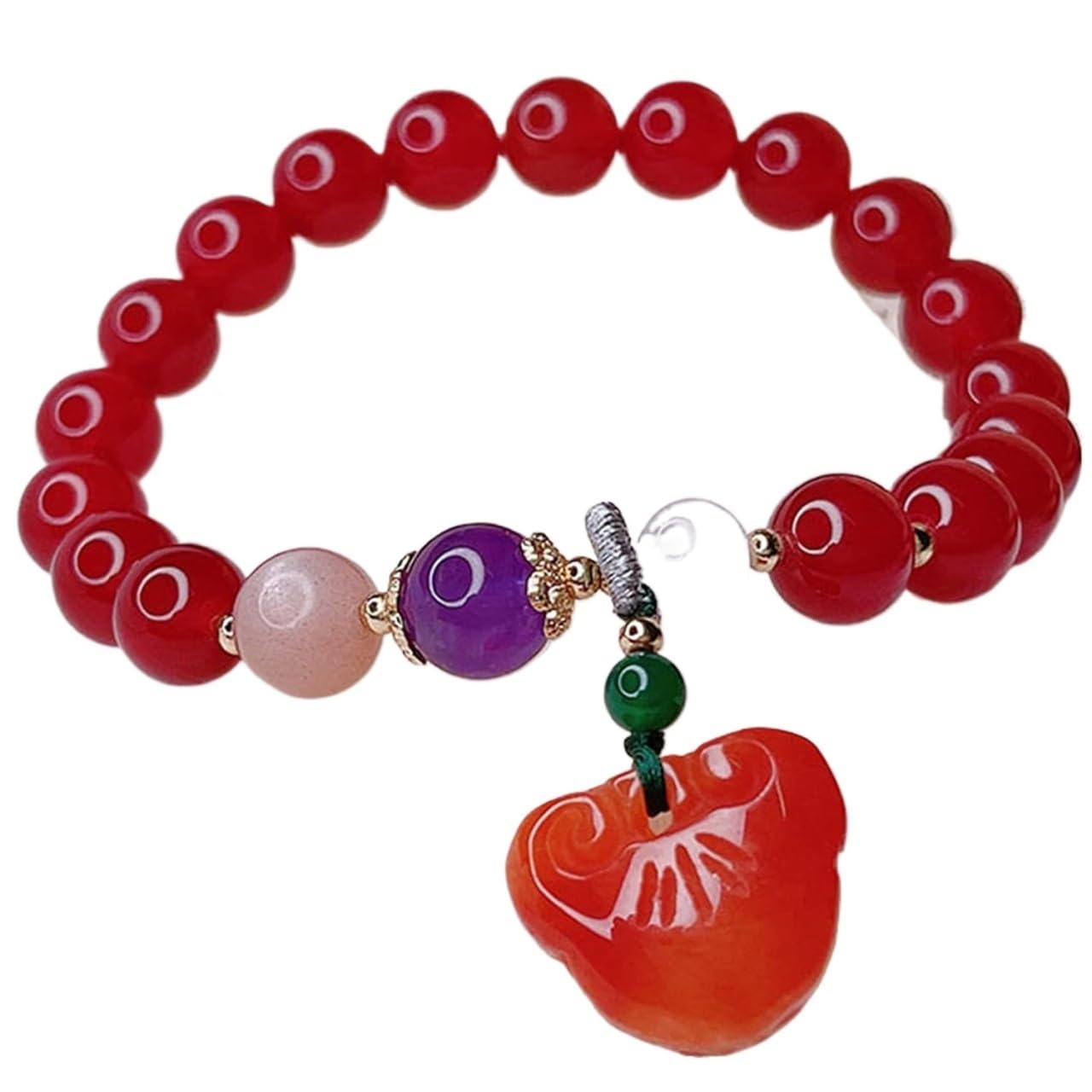 Nzpost Red Crystal Bracelet,Agate Bracelet,Ruyi Jade Bracelet B Crystal Bead Reiki Bracelet Authentic Gem Fo