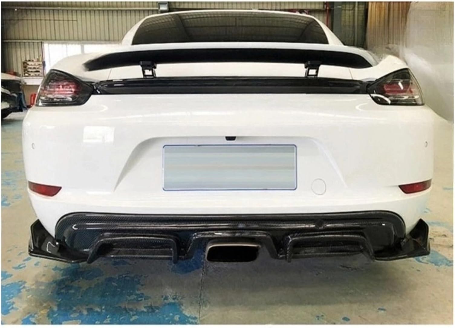 Carbon Fiber Car Front Rear Bumper Spoiler Lip Diffuser Car Side Skirt Compatible For Porsche 718 Cayman Boxster Arma Style 2017 2018(REAR DIFFUSER)