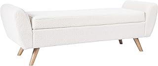HomePop Modern Storage Bench with Wood Legs Home Décor|Bench with Storag...