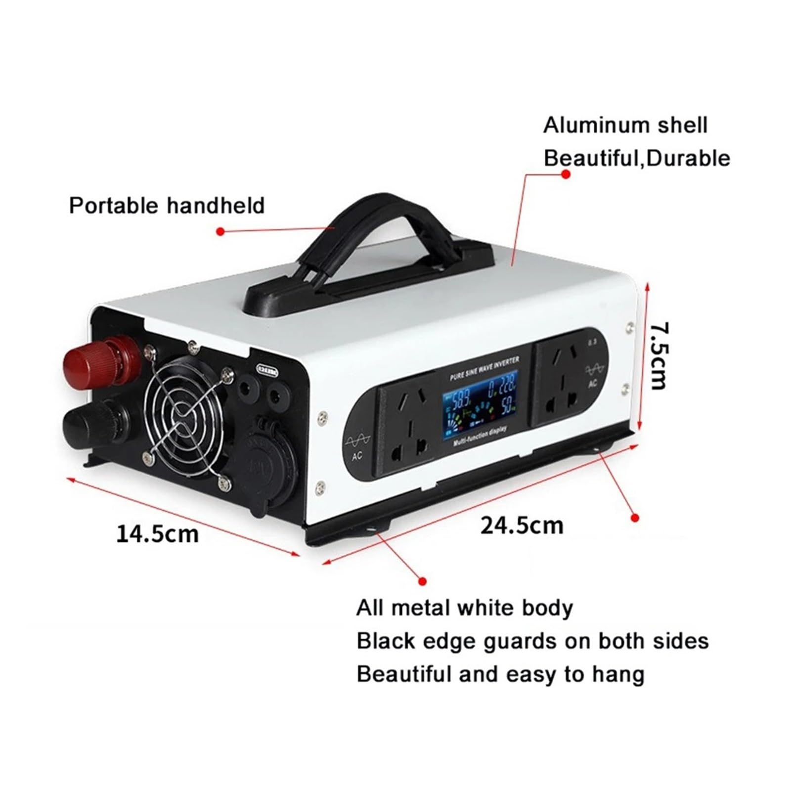 Inverter a onda sinusoidale pura, 3500 W, con display digitale intelligente, DC12 V, 24 V, 48 V, 60 V, convertitore di tensione AC, convertitore stabile ad alta efficienza di conversione (3500 W con