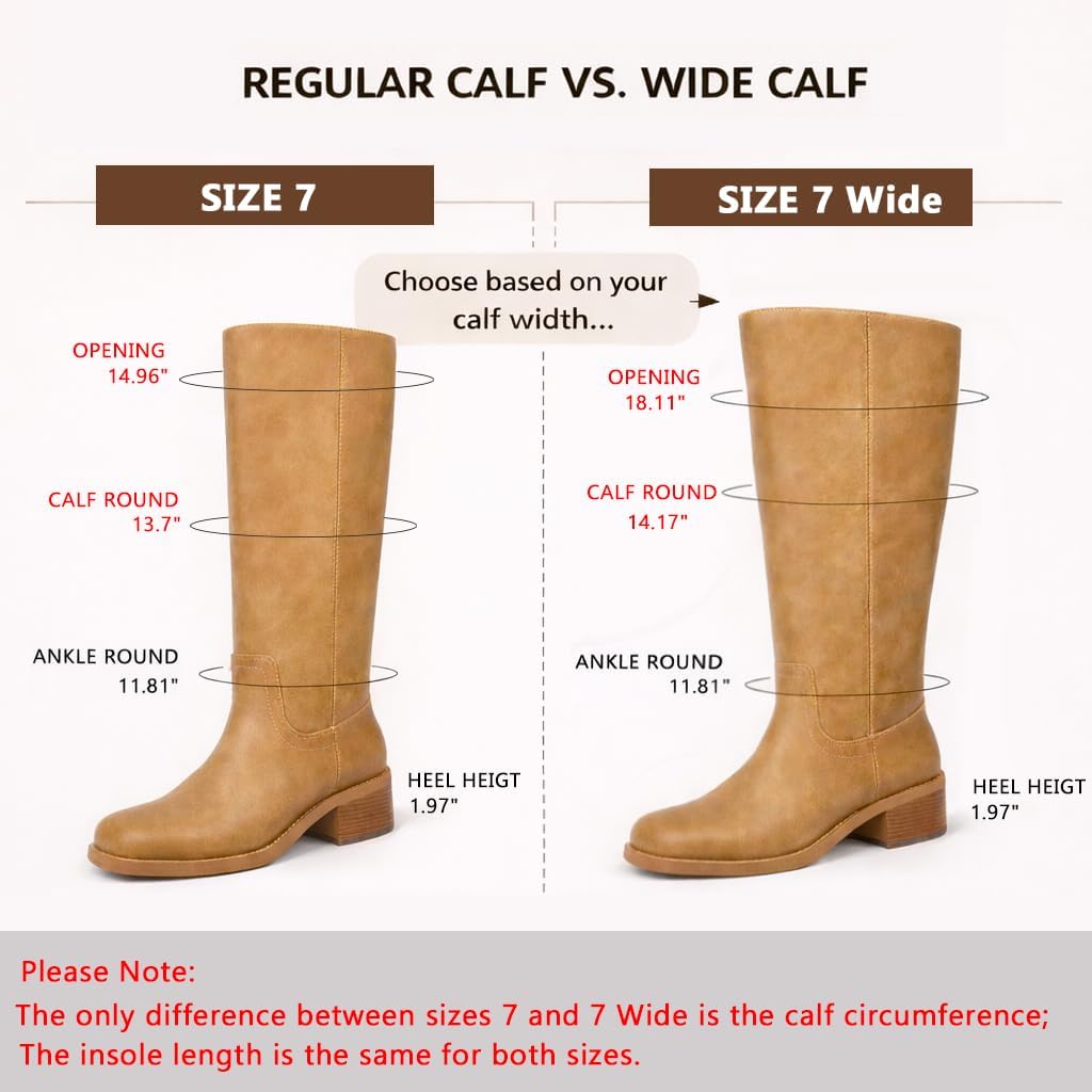 Knee High Boots Women Square Toe Chunky Block Heel Banana Campus Boot Wide Calf Comfortable Low Heel Riding Long Boots image 4