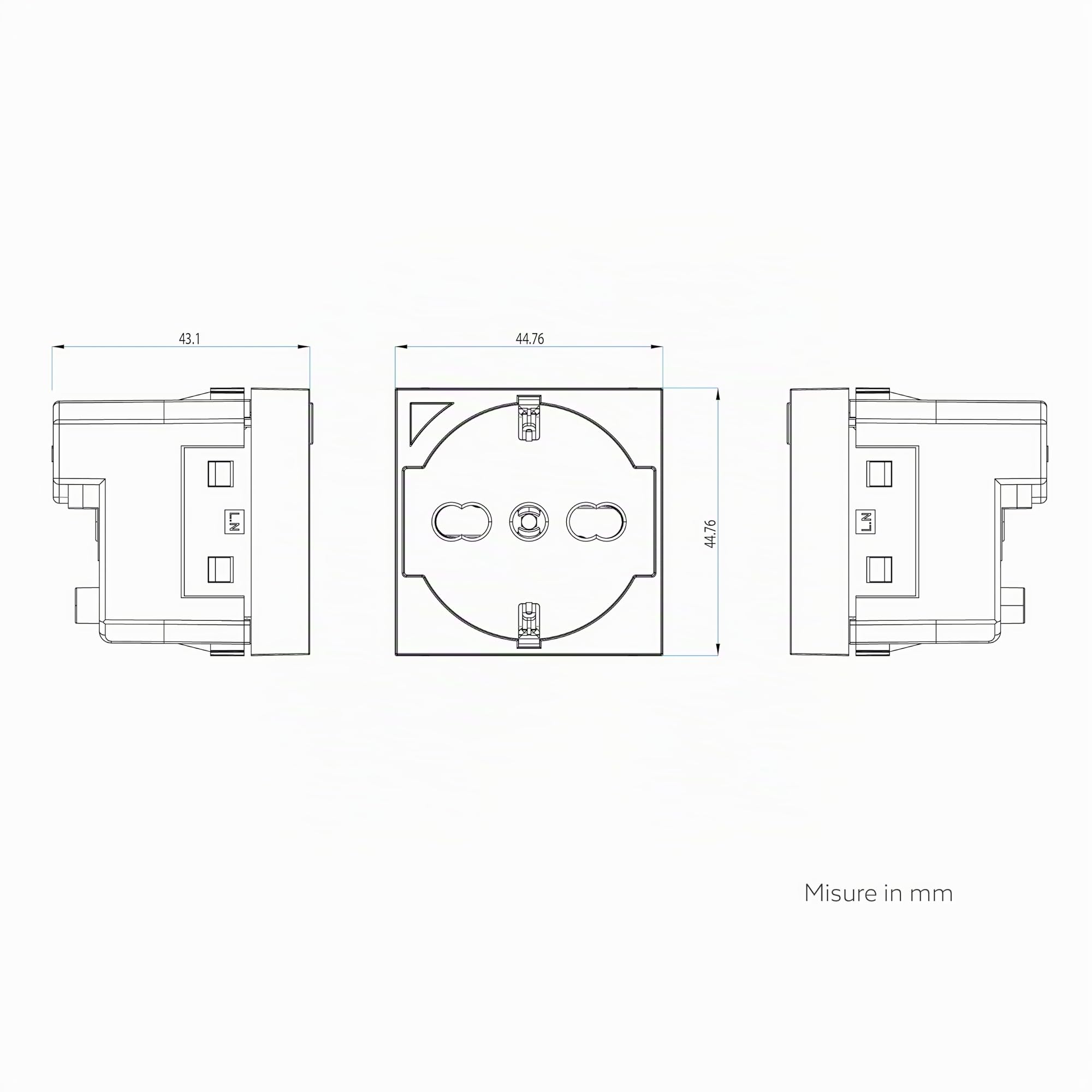 4box - Presa smart P40 S compatibile con Bticino® LivingNow™. Colore Antracite. Connessa tramite WiFi, controllabile con App 4box e assistenti vocali Amazon Alexa e Google Home.