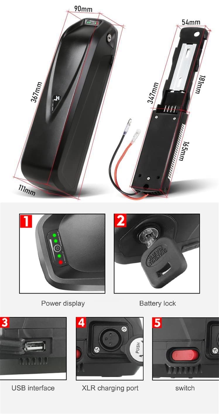 (2-5 giorni per arrivare) 36v15ah36v18ah/48v17.5ah batteria agli ioni di litio per il motore della bicicletta elettrica (48v17.5ah)