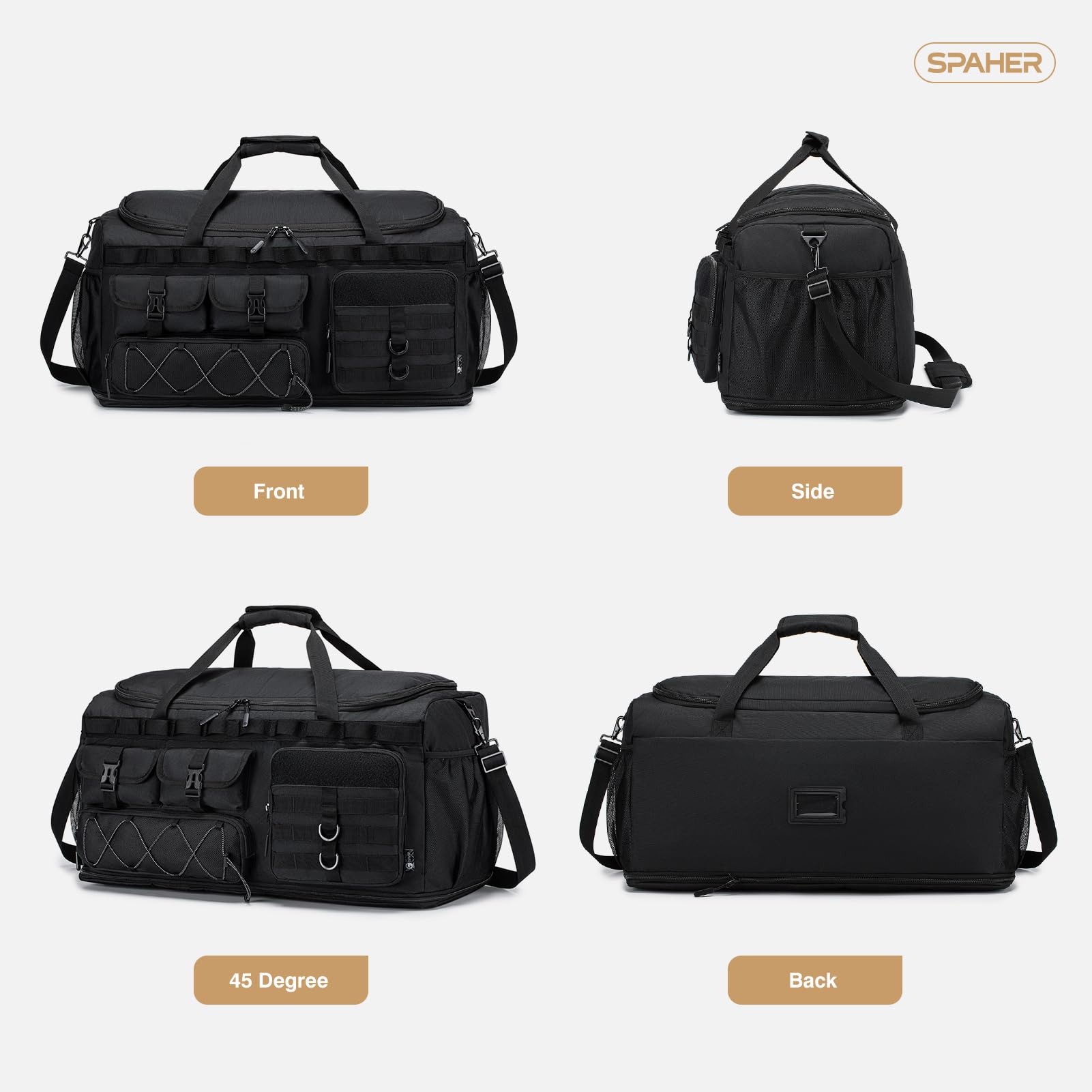 SPAHER 100L Sac de Voyage Sport Extensible Grand Sac a Main, Noir | Sac Demenagement Organisateur Transport Pour Camping Weekend Voyage Voiture Sac a Main Homme Femmes Étanche, Big Travel Bag
